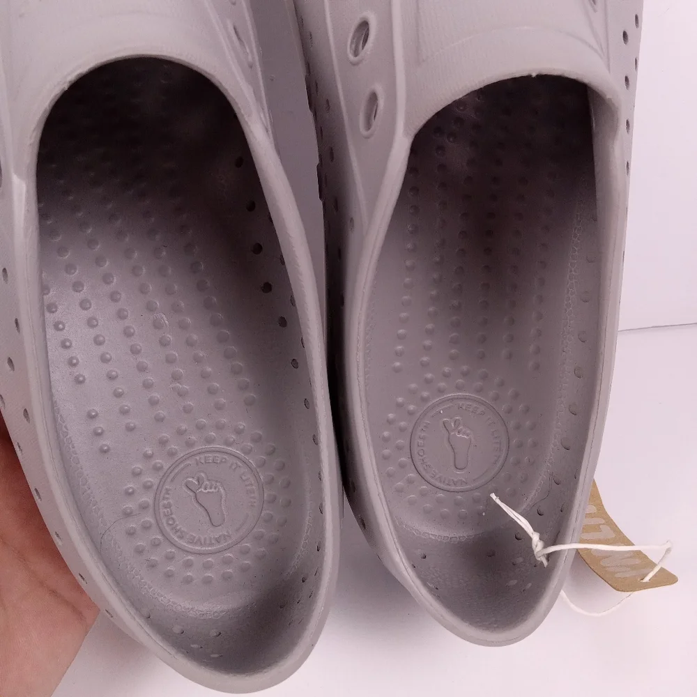 Native Jefferson Shoes Womens 11 Mens 9 Pigeon Grey Shell White Unisex Slip On